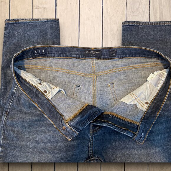 Lucky Brand Sz 36/30 410 Athletic Slim Stretch Dark Wash Straight Leg Blue Jeans - Picture 4 of 11